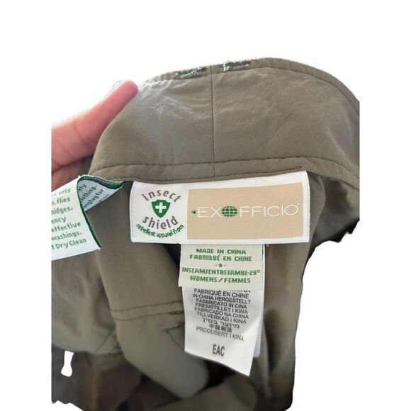 ExOfficio Convertible Shorts Tan Khaki Nylon Hiking Pants Size 8 Insect Shield - Picture 9 of 12